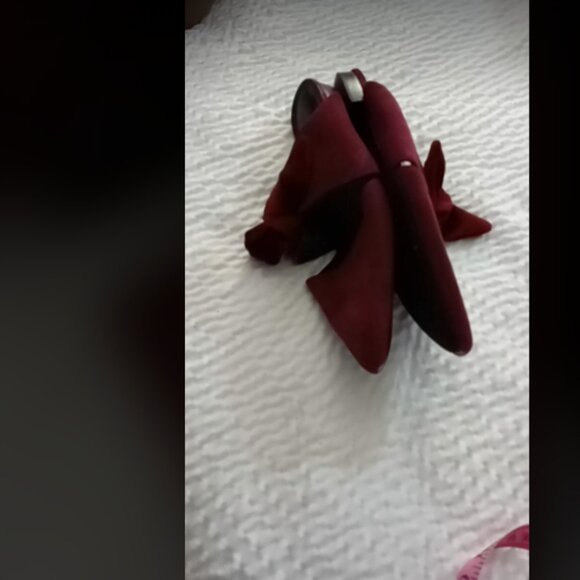 Jeffrey Campbell Charlin Pointed Toe Bow Accent Mules Burgundy Suede Sz 10M - Picture 2 of 8